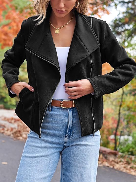 Fashion Casual Short Motorcycle Suede Jacket - Swefashionstore