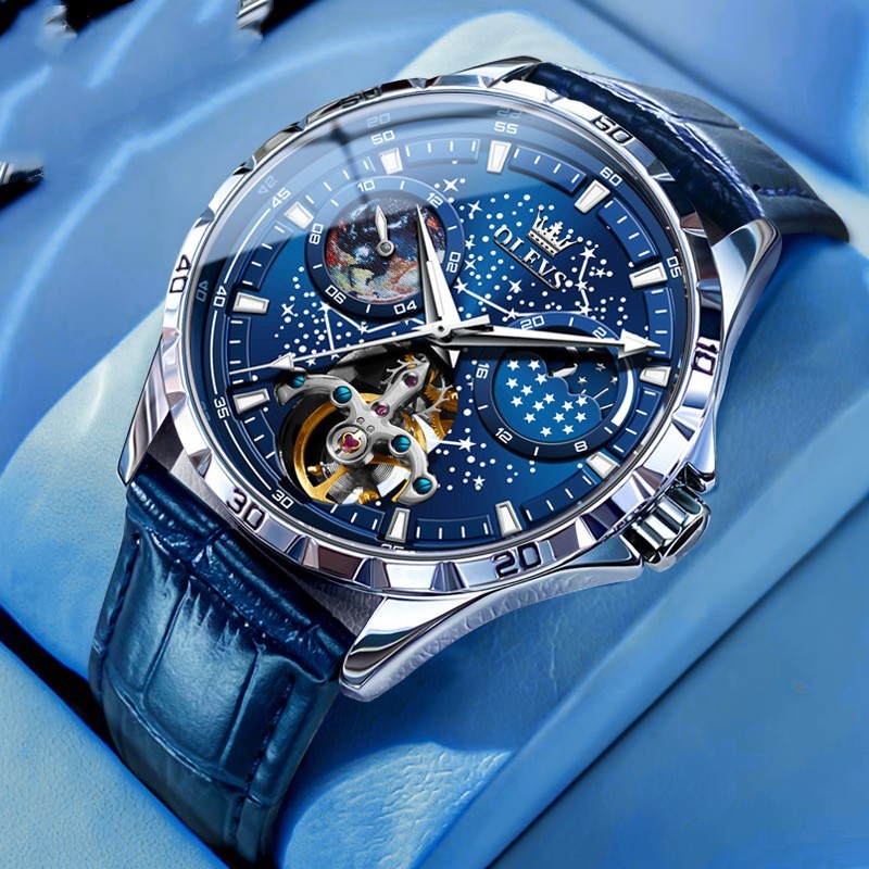Fashion Starry Sky Mechanical Watch Business Hollow Waterproof Men - Swefashionstore