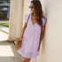Summer V-neck Cotton Short Skirt Solid Color Dress - Swefashionstore