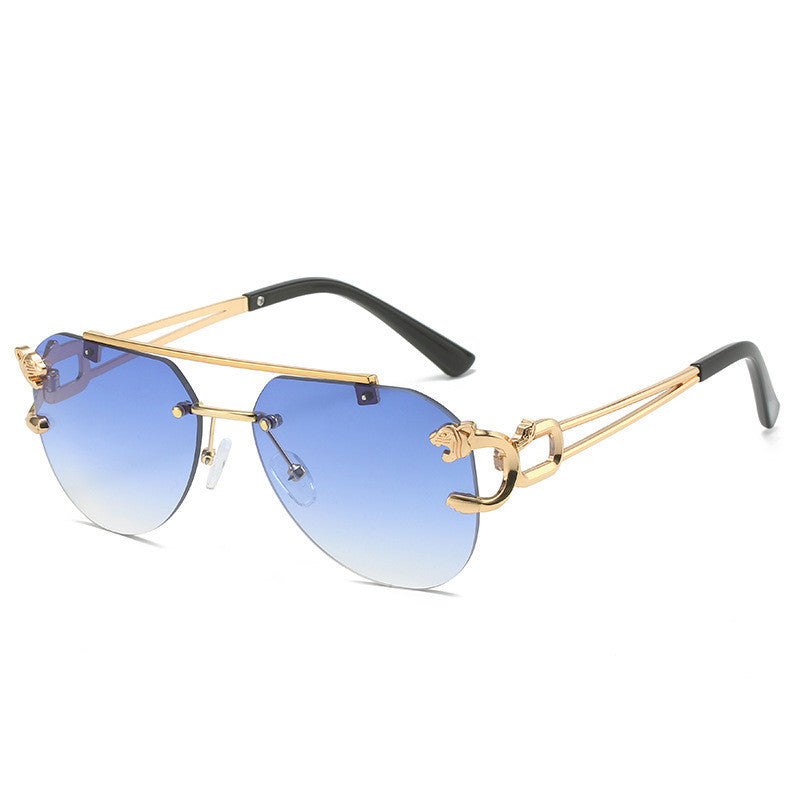 Rimless Leopard Head Sunglasses Women Men&
