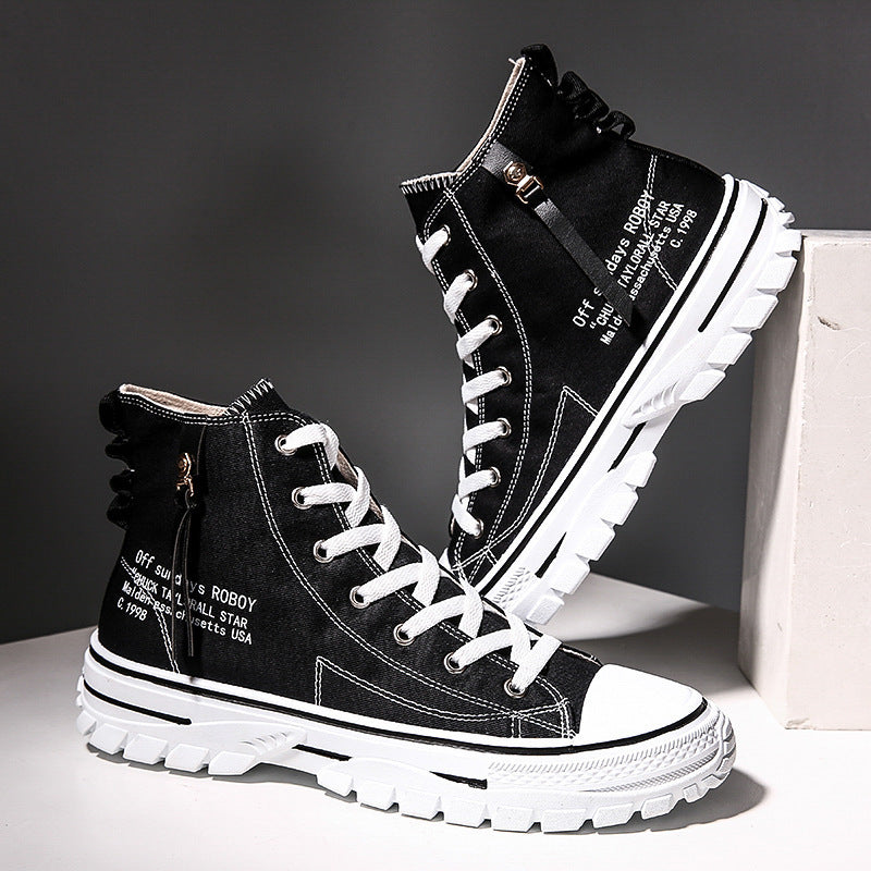 Atmungsaktive Freizeitschuhe aus Canvas mit dicker Sohle