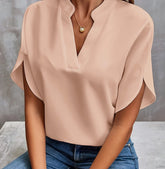 SUMMER Short-sleeved CHIFFON V-neck Shirt - Swefashionstore