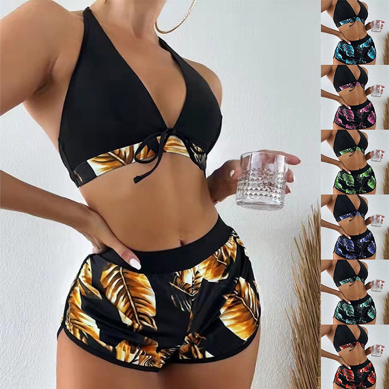 3-teiliger Bikini mit Shorts