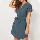 V-neck Short Sleeve Dress For Women - Swefashionstore