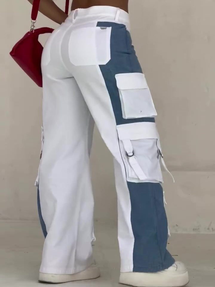 Patchwork Contrast Pocket CARGO Jeans - Swefashionstore