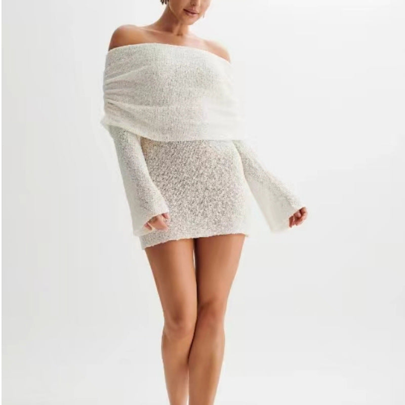 New Summer Knitted Dress Elegant Stylish Mini Neck Dress