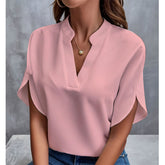 SUMMER Short-sleeved CHIFFON V-neck Shirt - Swefashionstore