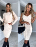 Women Suit with Solid Stripe Long-Sleeved Top and Skirt for Stylish Elegance - Swefashionstore