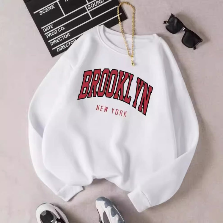 Personality Trend Printed Crew Neck Sweatshirt Women - Swefashionstore