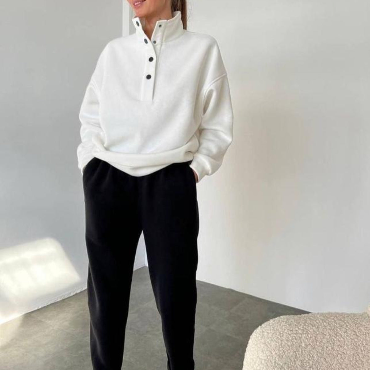 Lässige Pullover Lange Hose Set Warm Hoodie Für Frauen 2 Stück