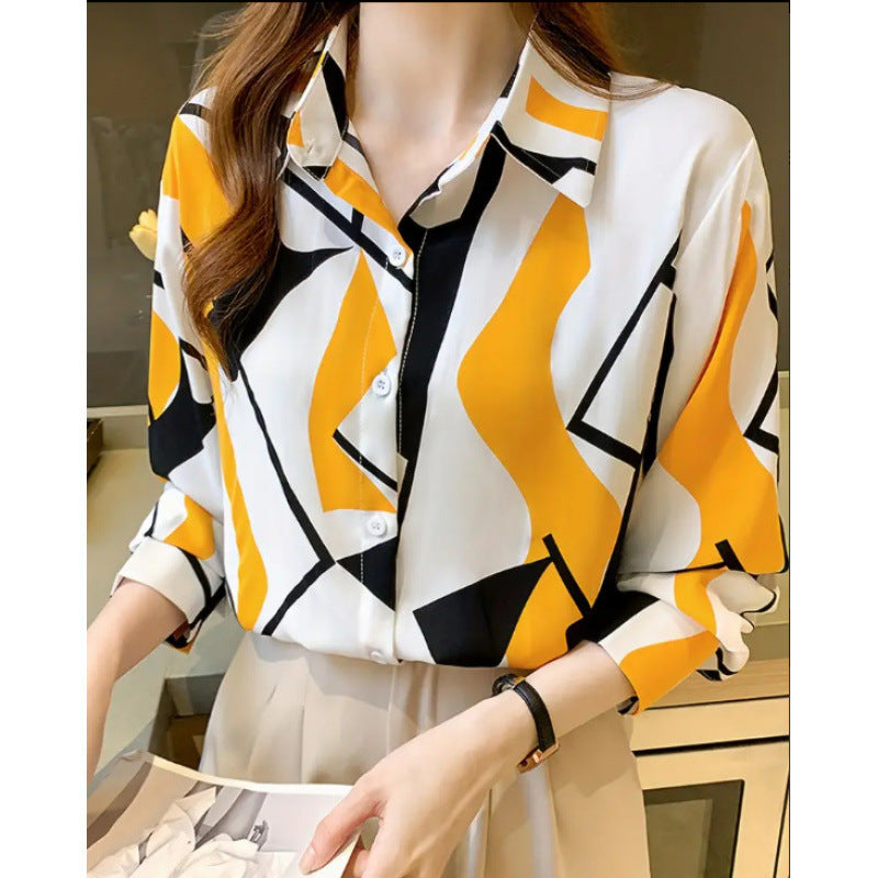 Fashion Casual Shirt Digital Printing Lapel Long Sleeve Shirt - Swefashionstore
