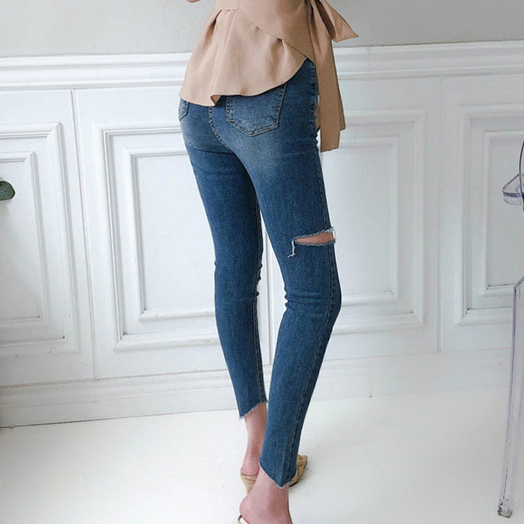 Temperament Ripped Trousers Pencil Skinny Low-Waist Jeans - Swefashionstore