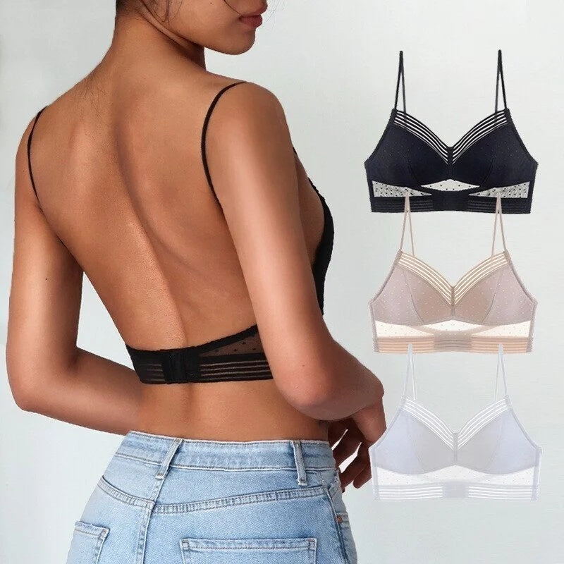 Backless Bra Invisible Bralette Thin Lace Underwear Push Up Brassiere Women - Swefashionstore