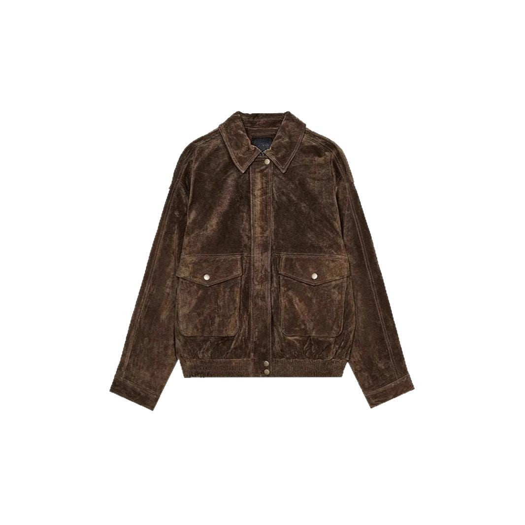 Women's SPRING Clothing Personality RETRO Suede Fabric Jacket