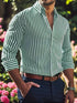 Ins Stripe Printed Long Sleeve Shirt Men Fashion Casual Lapel Button Top Clothing - Swefashionstore