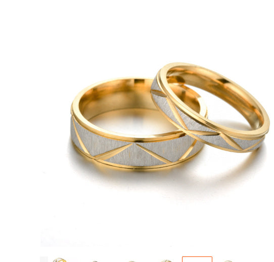 Titanium steel couple ring 24K gold stainless steel ring - Swefashionstore