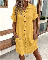 Summer Short Sleeve Shirt Dress - Swefashionstore