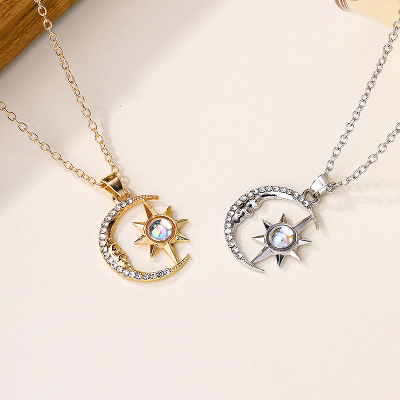 9 Moon Star Zircon Pendant Necklace