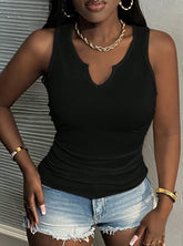 SUMMER Casual Ribbed White Sleeveless Tank Top For Women - Swefashionstore