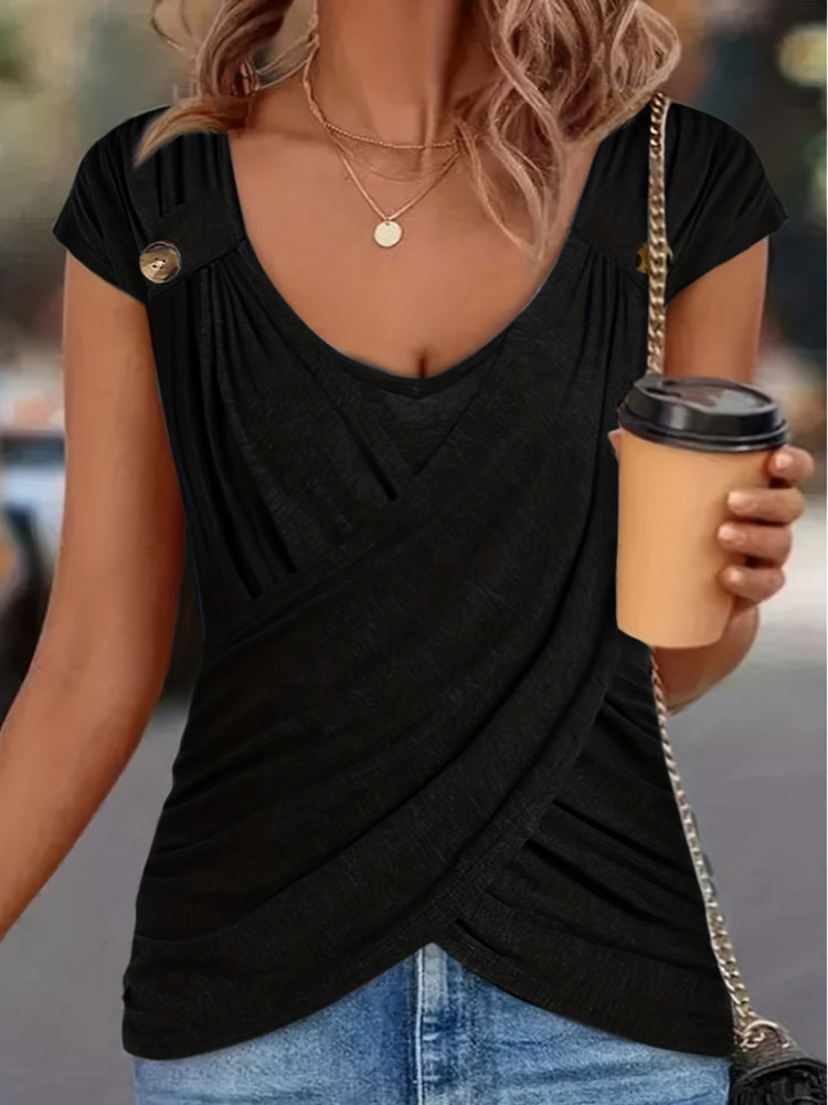 Spring And Summer Casual Short Sleeved Top - Swefashionstore