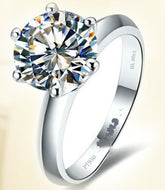 925 Silver Gold-plated Six-claw Ring With Moissanite Female T Carbon Diamond - Swefashionstore