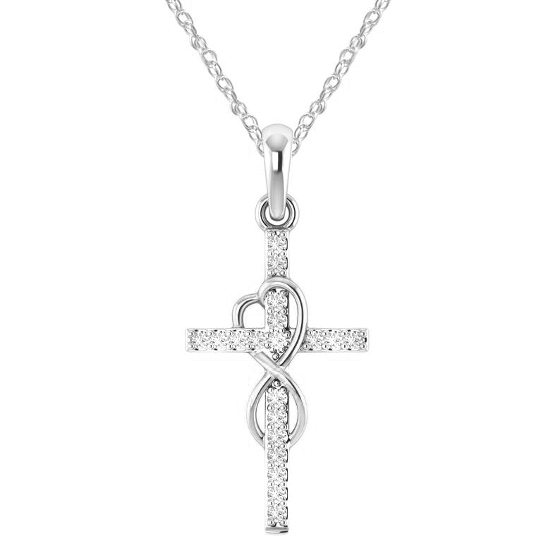 Alloy Pendant With Diamond And Eight-character Cross Necklace - Swefashionstore