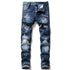 DENIM jeans famous D2 zipper blue hole Pencil Pants - Swefashionstore