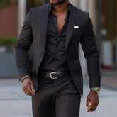 Two-piece Solid Color Slim-fit Coat Suit Pants - Swefashionstore