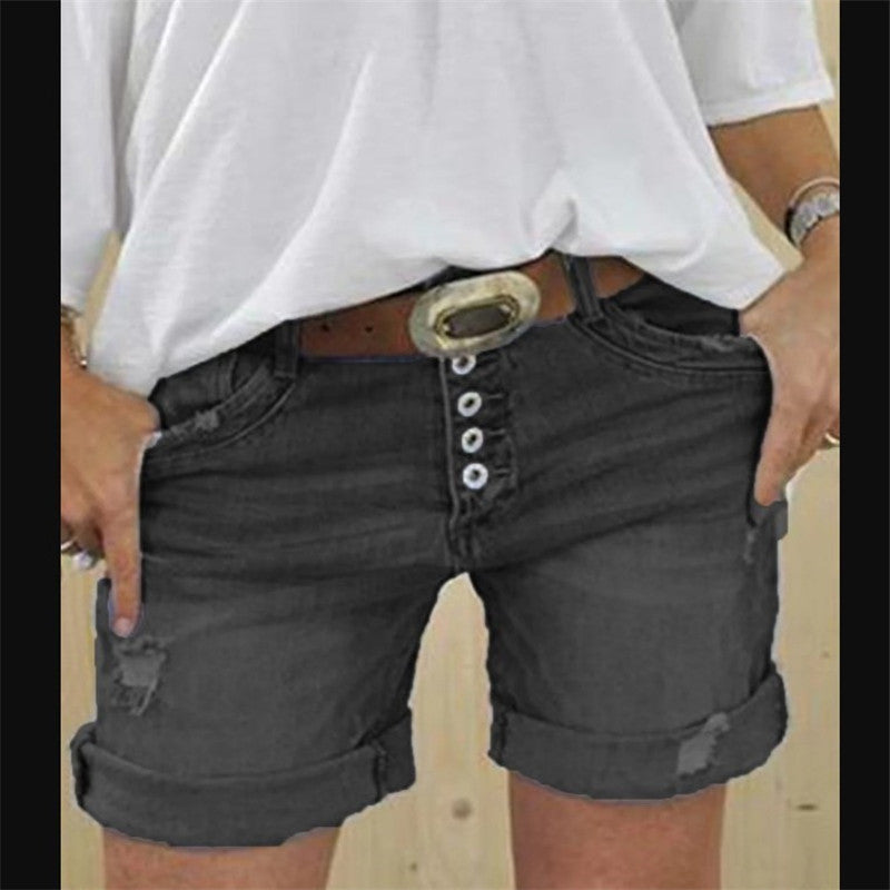 NEWCOMER Shorts DENIM Straight Black Dark COTTON Shorts