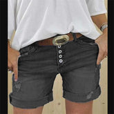NEWCOMER Shorts DENIM Straight Black Dark COTTON Shorts - Swefashionstore