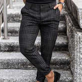 Plaid Print Pants Men&