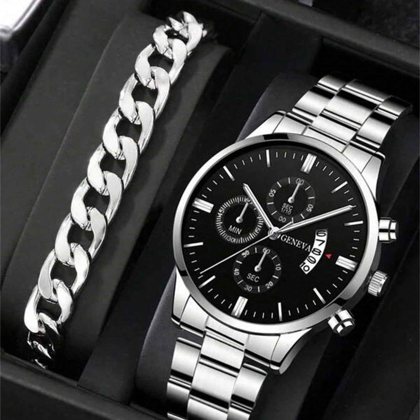 Quartz 10mm Steel Watch with Calendar Function - Swefashionstore