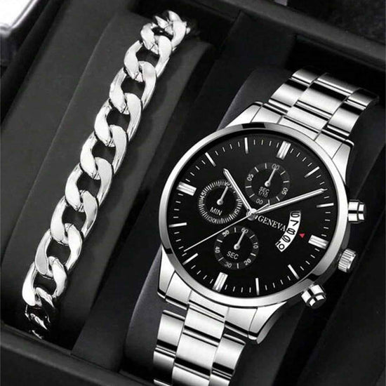 Quartz 10mm Steel Watch with Calendar Function - Swefashionstore