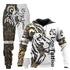 Newcomer Wolf Print Tracksuit Men Sportswear Hooded Sweatsuit - Swefashionstore