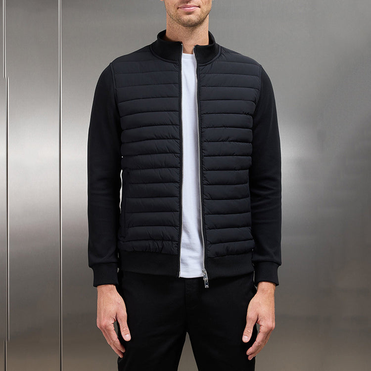 Lightweight Stand Collar Coat For Men Fashion Stitching Knitted Jacket Winter Outwear - Swefashionstore