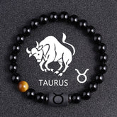 Twelve Constellation Black Glass Tiger-eye Bracelet - Swefashionstore