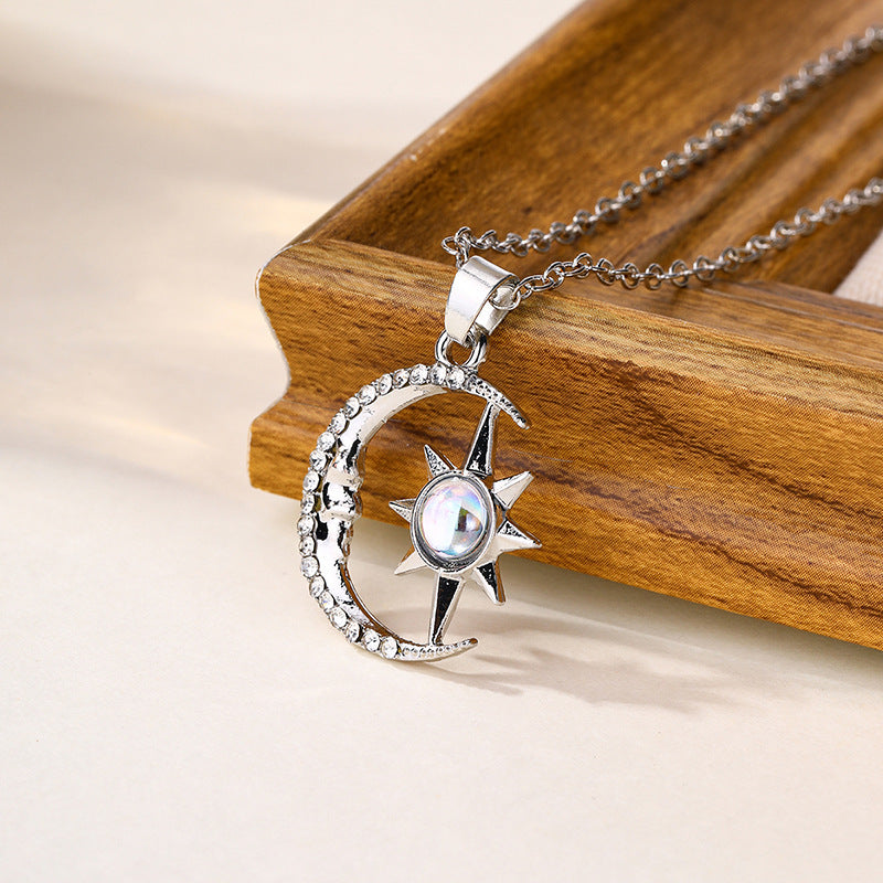9 Moon Star Zircon Pendant Necklace