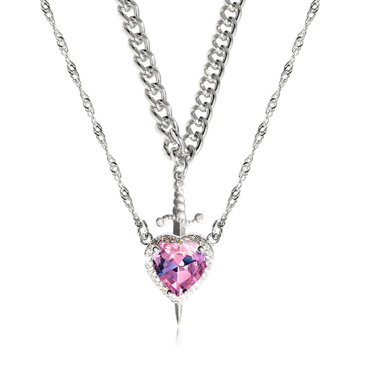 Heart And Sword Necklace Set - Swefashionstore
