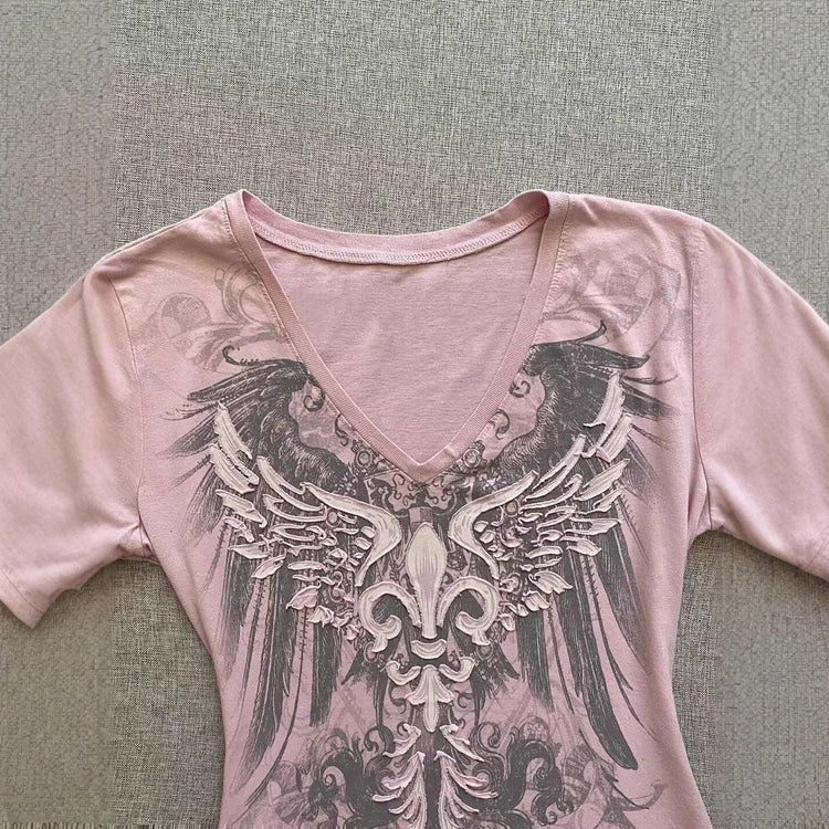 American Retro V-neck Short Sleeve - Swefashionstore