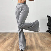 Simple Casual Pants Drawstring Elastic Waist Wide Leg Trousers - Swefashionstore