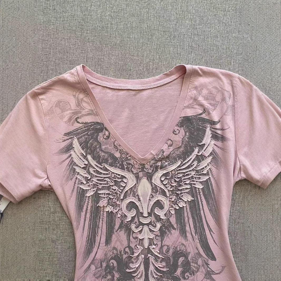 American Retro V-neck Short Sleeve - Swefashionstore