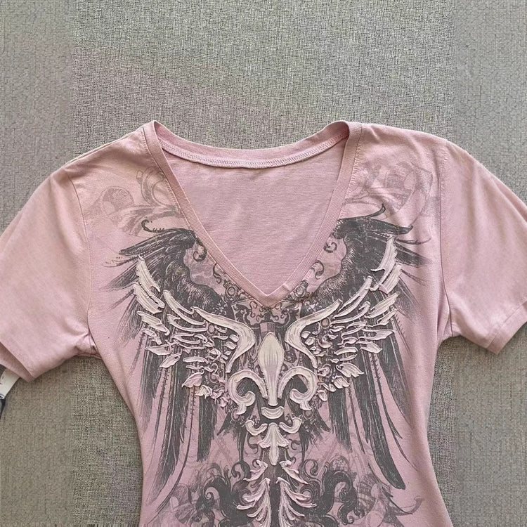 American Retro V-neck Short Sleeve - Swefashionstore