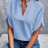 SUMMER Short-sleeved CHIFFON V-neck Shirt - Swefashionstore