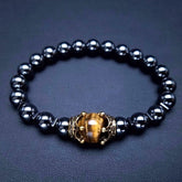 Fashion Alloy Crown Tiger Eye Bead Elastic Bracelet - Swefashionstore