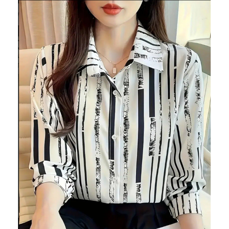 Fashion Casual Shirt Digital Printing Lapel Long Sleeve Shirt - Swefashionstore