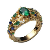 Hollow Carved Color Zircon Ring - Swefashionstore