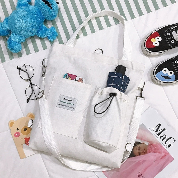 Harajuku Canvas Handbag With Pockets - Swefashionstore