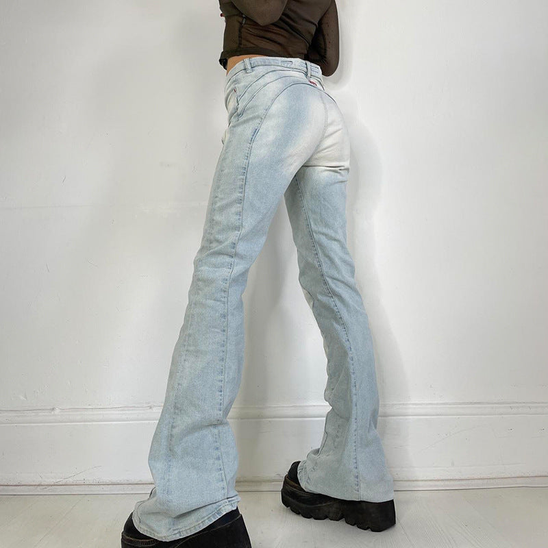 Denim Damen Split-Line Low-Waist Casual Vintage Jeans