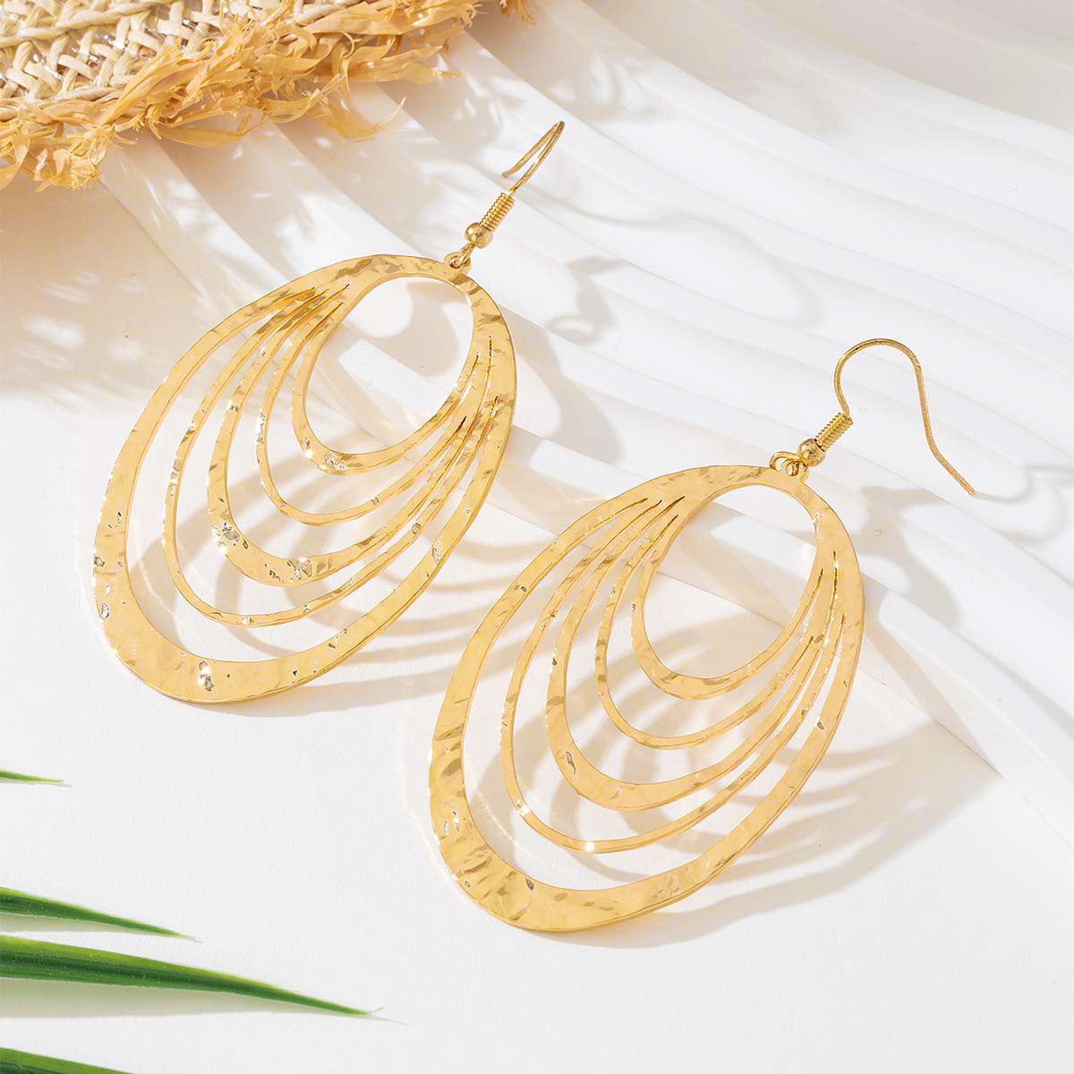 European Fashion Elegant 3 Layer Hollow Earrings