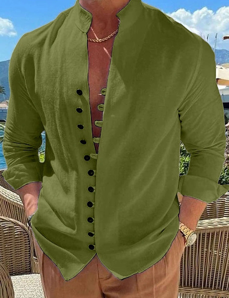 Retro Button Design Long-sleeved Shirt - Swefashionstore